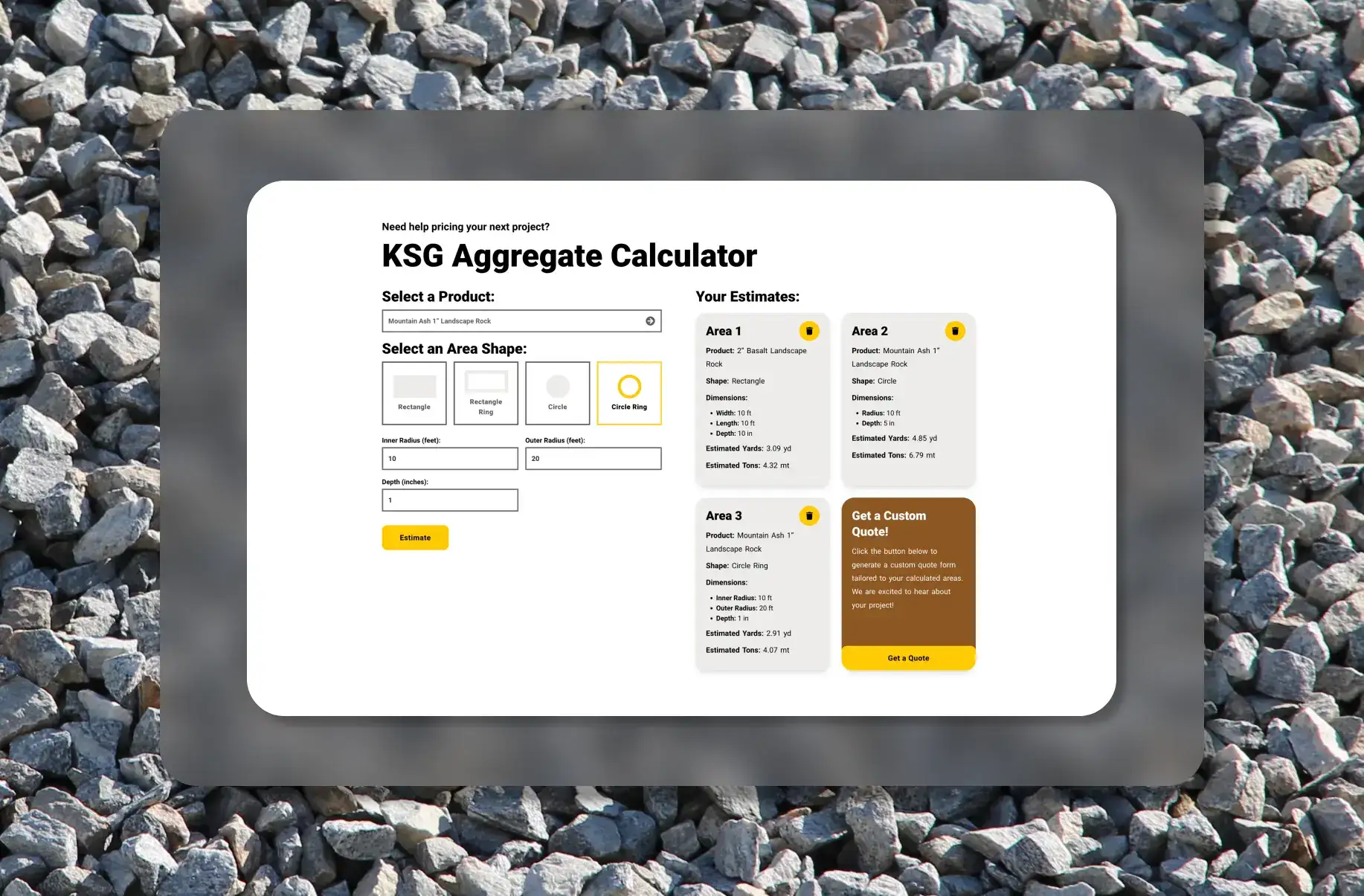 Our Aggregate Calculator